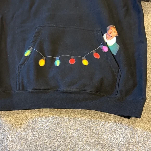 Black Elf Hoodie with Colorful Lights Men’s XL - Picture 3 of 6